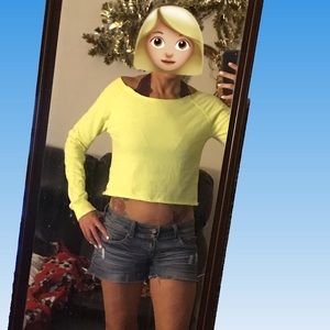 RagWear USA Chartreuse Cropped Boatneck Top Small